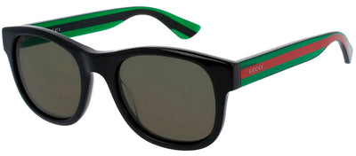 Gucci GG 0003SN 002 Square Plastic Black Sunglasses with Green Lens