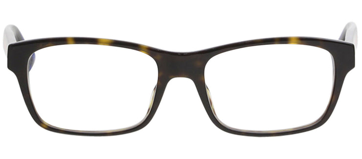 Gucci GG 0006O 007 Rectangle Acetate Havana Eyeglasses with Logo Stamped Demo Lenses