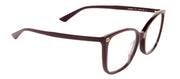 Gucci GG 0026O 012 Butterfly Plastic Burgundy Eyeglasses with Logo Stamped Demo Lenses