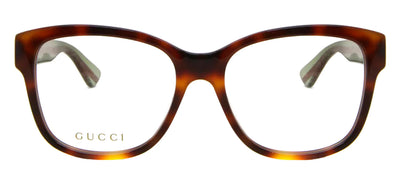 Gucci GG 0038O 002 Square Plastic Havana Eyeglasses with Logo Stamped Demo Lenses