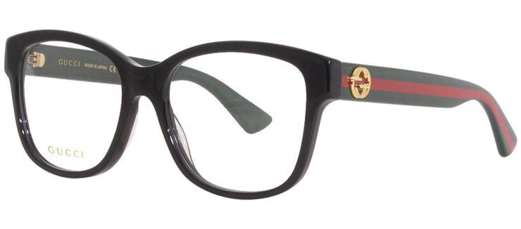 Gucci GG 0038ON 011 Square Plastic Black Eyeglasses with Logo Stamped Demo Lenses