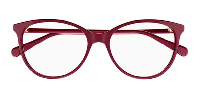 Gucci GG 0550O 011 Cat-Eye Plastic Burgundy Eyeglasses with Logo Stamped Demo Lenses