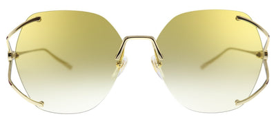 Gucci GG 0651S 005 Oval Metal Gold Sunglasses with Yellow Gradient Lens