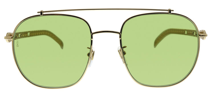 Gucci GG 0727S 003 Square Metal Gold Sunglasses with Green Lens