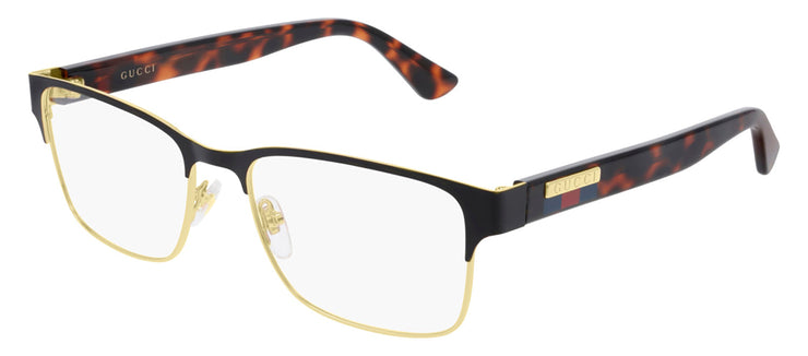 Gucci GG 0750O 002 Rectangle Metal Havana Eyeglasses with Demo Lens