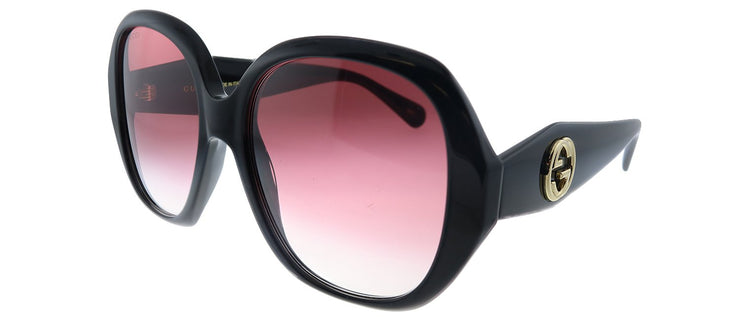Gucci GG 0796S 002 Oversized Acetate Black Sunglasses with Red Gradient Lens