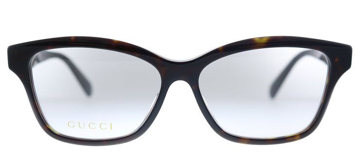 Gucci GG 0801OA 002 Rectangle Acetate Havana Eyeglasses with Demo Lens