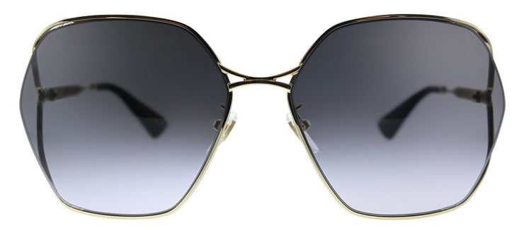 Gucci GG 0818SA 001 Square Metal Gold Sunglasses with Grey Gradient Lens