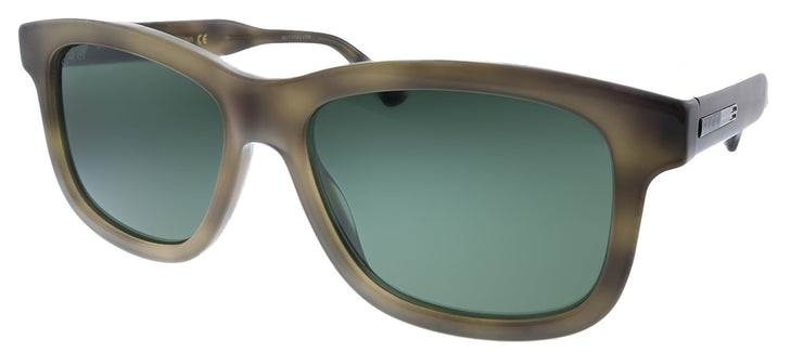 Gucci GG 0824S 008 Rectangle Acetate Havana Sunglasses with Green Lens