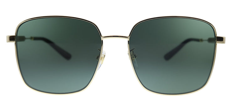 Gucci GG 0852SK 001 Square Metal Gold Sunglasses with Green Lens
