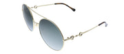 Gucci GG 0878S 001 Round Metal Gold Sunglasses with Grey Gradient Lens