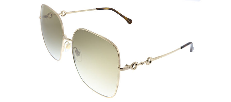 Gucci GG 0879S 002 Square Metal Gold Sunglasses with Brown Gradient Lens