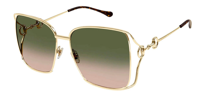 Gucci GG 1020S 001 Square Metal Gold Sunglasses with Green Gradient Lens