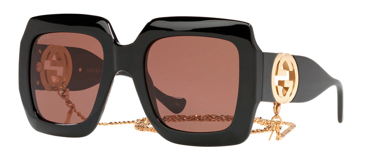 Gucci GG 1022S 005 Square Plastic Black Sunglasses with Brown Lens