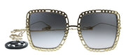 Gucci GG 1033S 002 Square Metal Gold Sunglasses with Grey Gradient Lens