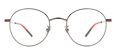 Gucci GG 1054O 004 Round Metal Gunmetal Eyeglasses with Logo Stamped Demo Lenses