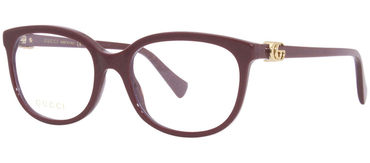 Gucci GG 1075O 006 Rectangle Plastic Burgundy Eyeglasses with Logo Stamped Demo Lenses