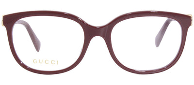 Gucci GG 1075O 006 Rectangle Plastic Burgundy Eyeglasses with Logo Stamped Demo Lenses