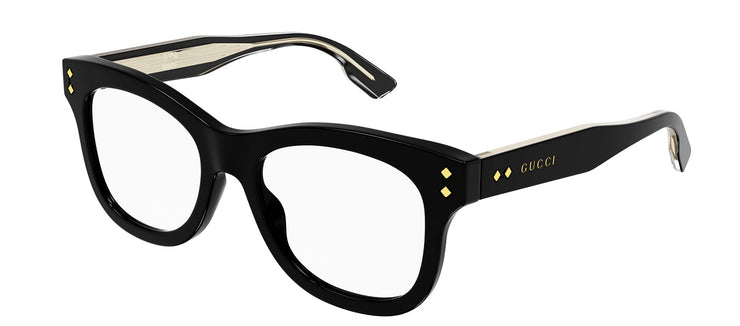 Gucci GG 1086O 005 Cat-Eye Plastic Black Eyeglasses with Logo Stamped Demo Lenses