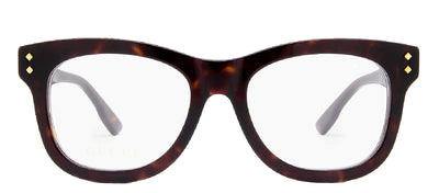Gucci GG 1086O 007 Cat-Eye Plastic Havana Eyeglasses with Logo Stamped Demo Lenses