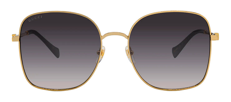 Gucci GG 1143S 001 Square Metal Gold Sunglasses with Grey Gradient Lens