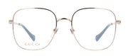 Gucci GG 1144O 002 Square Metal Silver Eyeglasses with Logo Stamped Demo Lenses