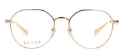 Gucci GG 1145O 001 Geometric Metal Gold Eyeglasses with Logo Stamped Demo Lenses