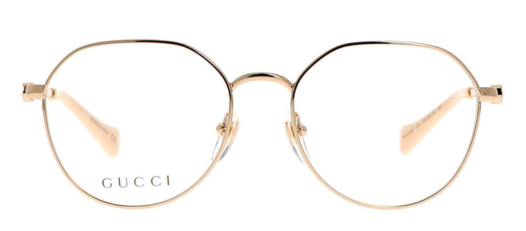 Gucci GG 1145O 001 Geometric Metal Gold Eyeglasses with Logo Stamped Demo Lenses