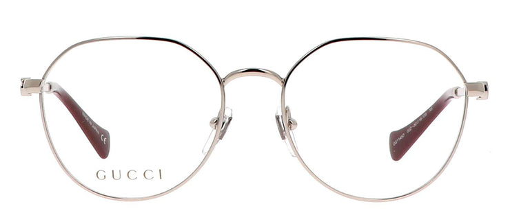 Gucci GG 1145O 002 Geometric Metal Silver Eyeglasses with Logo Stamped Demo Lenses