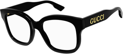 Gucci GG 1155O 001 Square Plastic Black Eyeglasses with Logo Stamped Demo Lenses