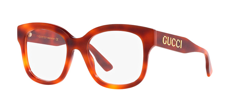 Gucci GG 1155O 002 Square Plastic Havana Eyeglasses with Logo Stamped Demo Lenses