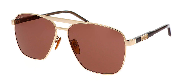 Gucci GG 1164S 002 Square Metal Gold Sunglasses with Brown Lens