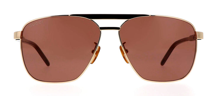 Gucci GG 1164S 002 Square Metal Gold Sunglasses with Brown Lens