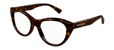 Gucci GG 1172O 002 Cat-Eye Plastic Havana Eyeglasses with Logo Stamped Demo Lenses
