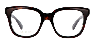 Gucci GG 1173O 002 Square Plastic Havana Eyeglasses with Logo Stamped Demo Lenses