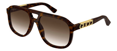 Gucci GG 1188S 003 Aviator Plastic Havana Sunglasses with Brown Gradient Lens