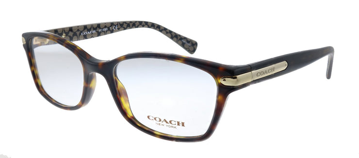Coach HC 6065 5291 Rectangle Plastic Havana Eyeglasses with Demo Lens