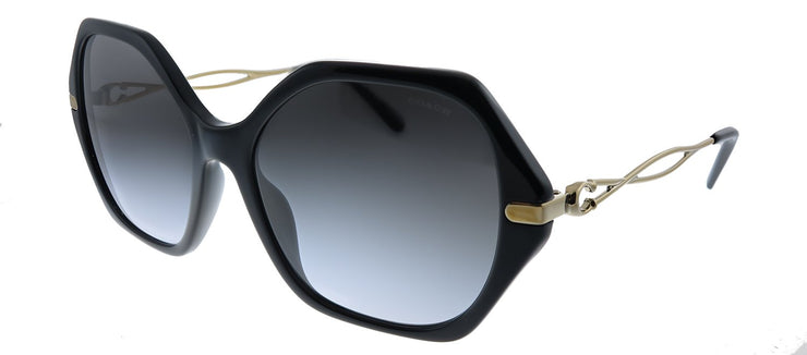 Coach C3345 HC 8315 50028G Geometric Plastic Black Sunglasses with Grey Gradient Lens