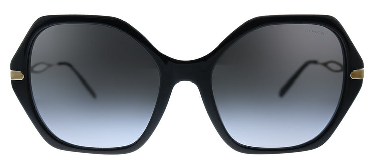 Coach C3345 HC 8315 50028G Geometric Plastic Black Sunglasses with Grey Gradient Lens
