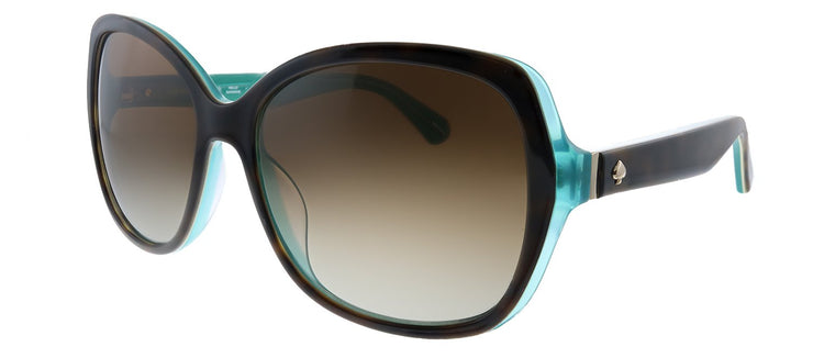 Kate Spade KS Karalyn/S KL3 Square Metal Havana Matte Z Aqua Sunglasses with Brown Gradient Polarized Lens