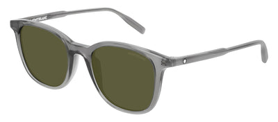 Montblanc MB 0006S 003 Round Acetate Grey Sunglasses with Green Lens