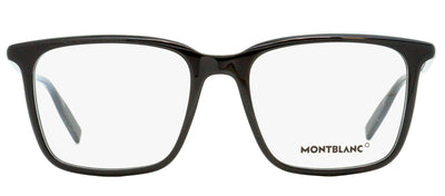 Montblanc MB 0011O 005 Rectangle Acetate Black Eyeglasses with Logo Stamped Demo Lenses