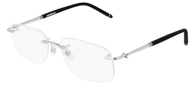 Montblanc MB 0071O 004 Rimless Metal Silver Eyeglasses with Demo Lens