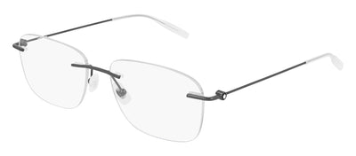 Montblanc MB 0075O 001 Rimless Metal Ruthenium Eyeglasses with Demo Lens