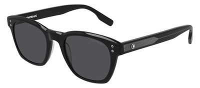 Montblanc MB 0122S 001 Square Acetate Black Sunglasses with Grey Lens