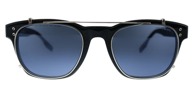 Montblanc MB 0122S 003 Rectangle Acetate Black Sunglasses with Blue Mirror Lens