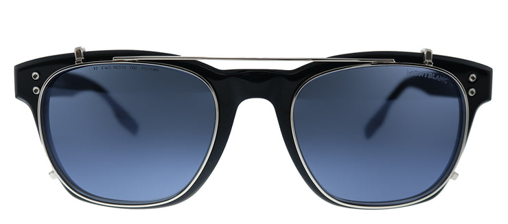 Montblanc MB 0122S 003 Rectangle Acetate Black Sunglasses with Blue Mirror Lens