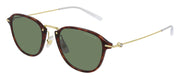 Montblanc MB 0155S 002 Round Metal Havana Sunglasses with Green Lens
