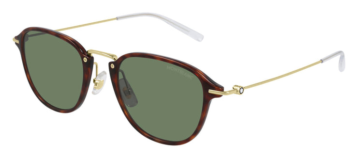 Montblanc MB 0155S 002 Round Metal Havana Sunglasses with Green Lens
