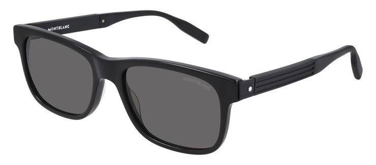 Montblanc MB 0163S 001 Rectangle Acetate Black Sunglasses with Grey Lens